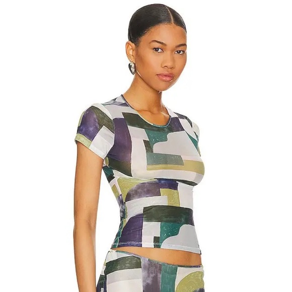 Revolve Women’s Mini Tee Top Green Teal Size Small - Picture 2 of 5